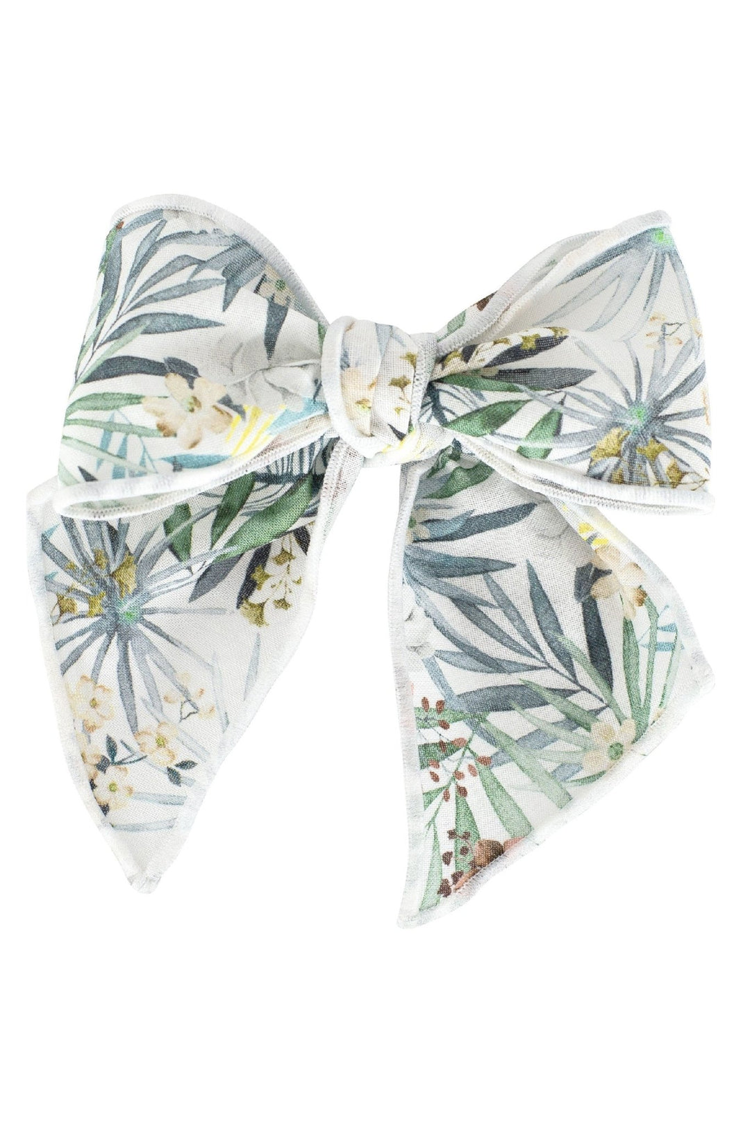Calamaro Green Tropical Floral Print Hair Bow - Millie and John