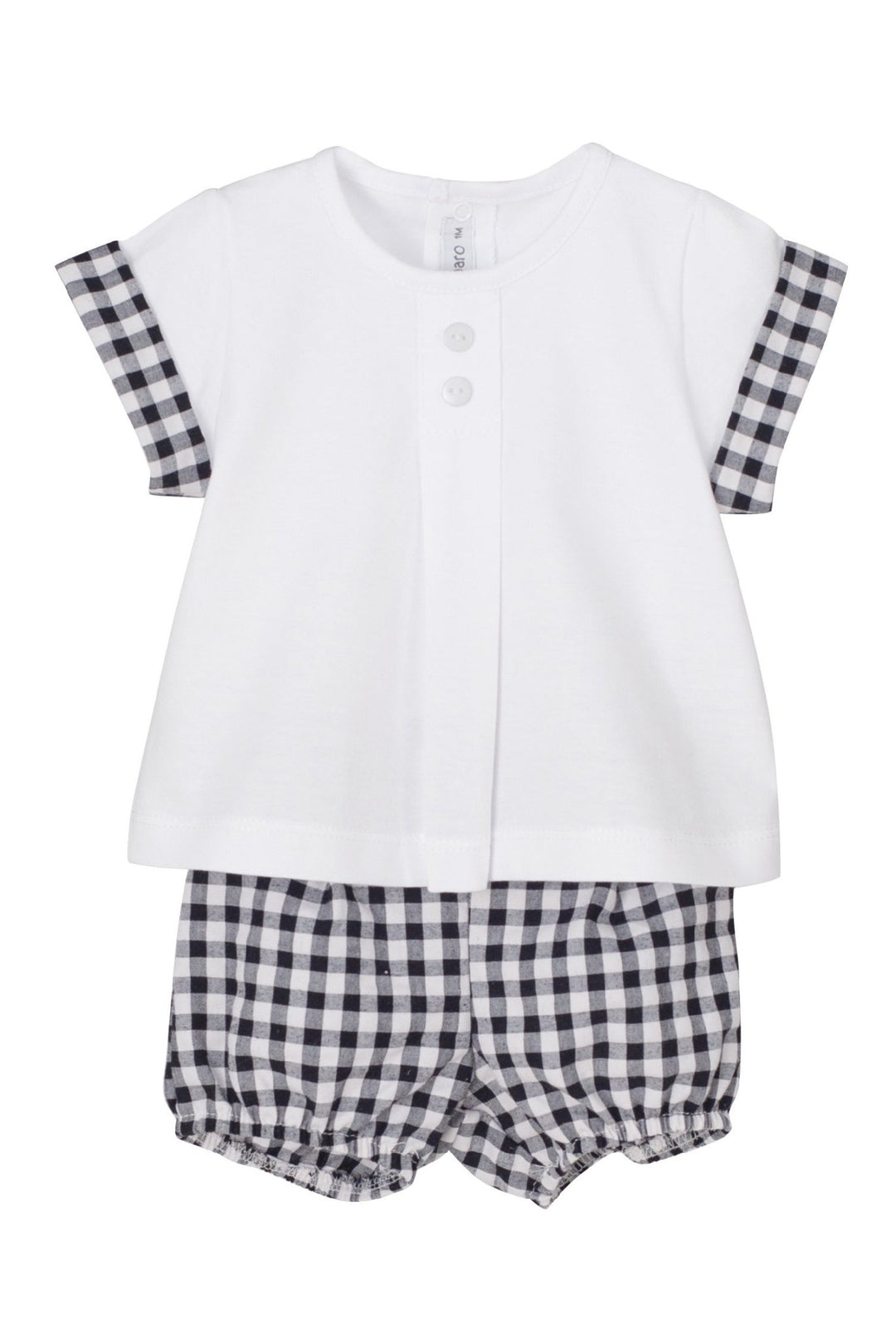 Calamaro "Isaac" White Top & Black Gingham Jam Pants - Millie and John