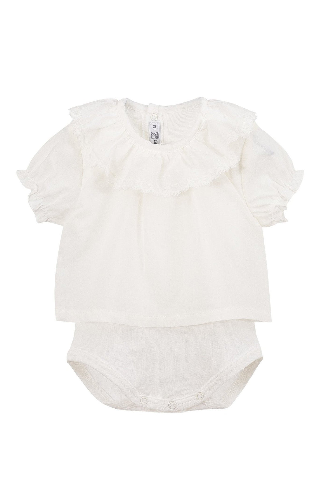 Calamaro Plumeti Dot Collar Short Sleeve Bodysuit - Millie and John