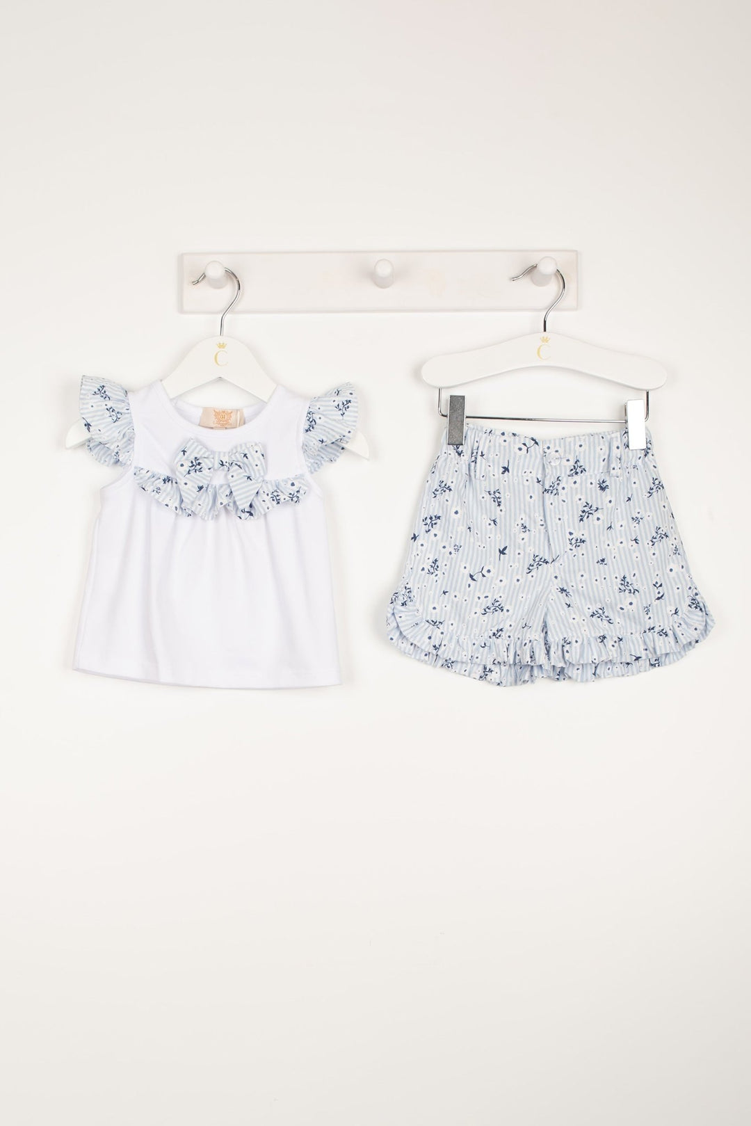 Caramelo Kids "Ava" Blue Floral Top & Shorts - Millie and John