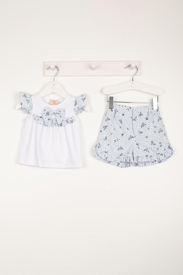 Caramelo Kids "Ava" Blue Floral Top & Shorts - Millie and John