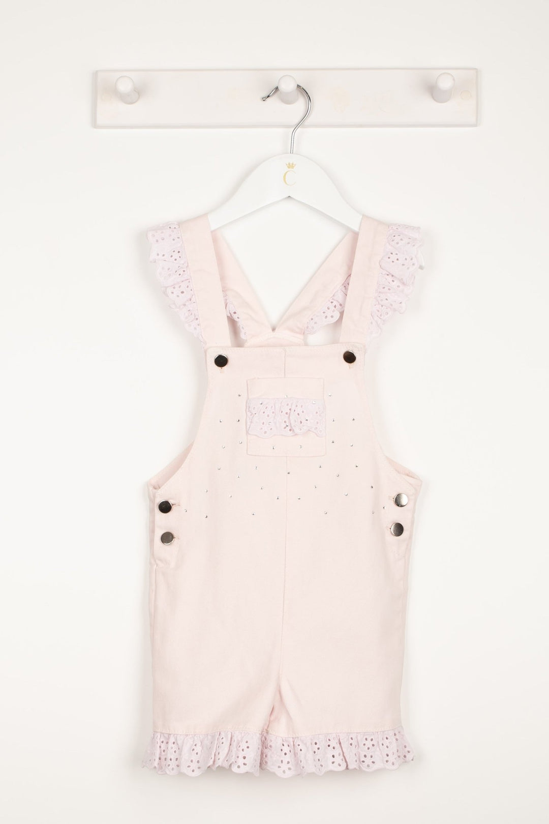 Caramelo Kids "Penelope" Pink Diamanté Denim Dungarees - Millie and John
