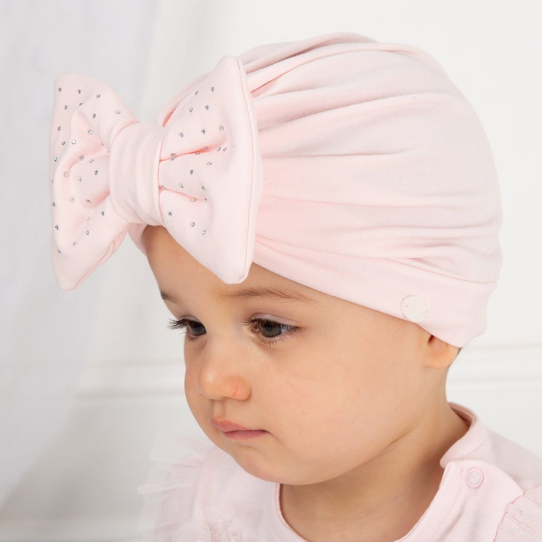 Caramelo Kids Pink Diamanté Bow Turban - Millie and John