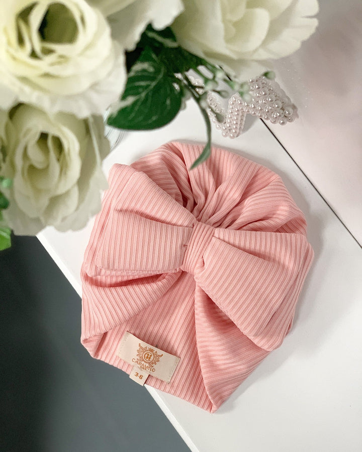 Caramelo Kids Ribbed Bow Turban - Millie and John