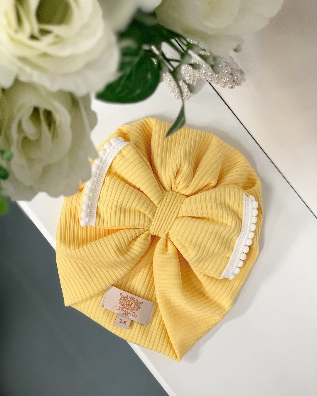 Caramelo Kids Ribbed Bow Turban - Millie and John