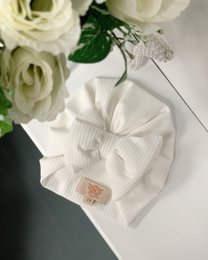 Caramelo Kids Ribbed Bow Turban - Millie and John