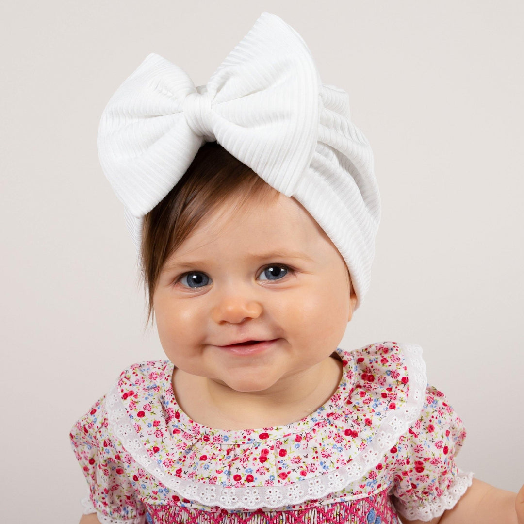 Caramelo Kids Ribbed Bow Turban - Millie and John