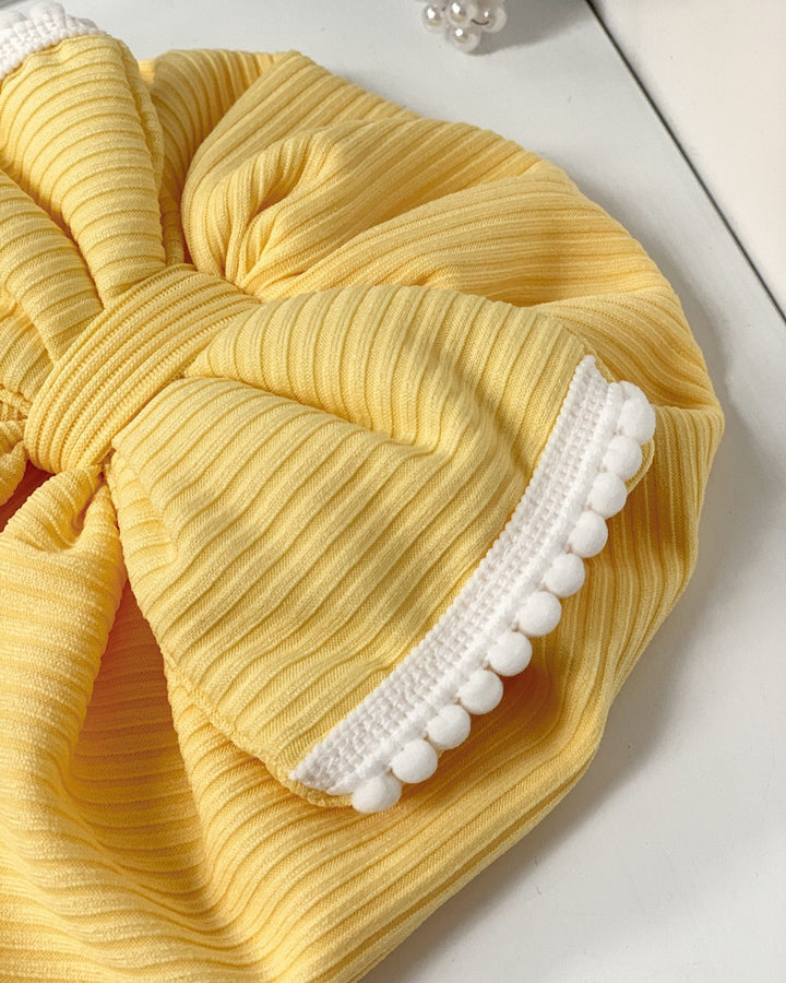 Caramelo Kids Ribbed Bow Turban - Millie and John