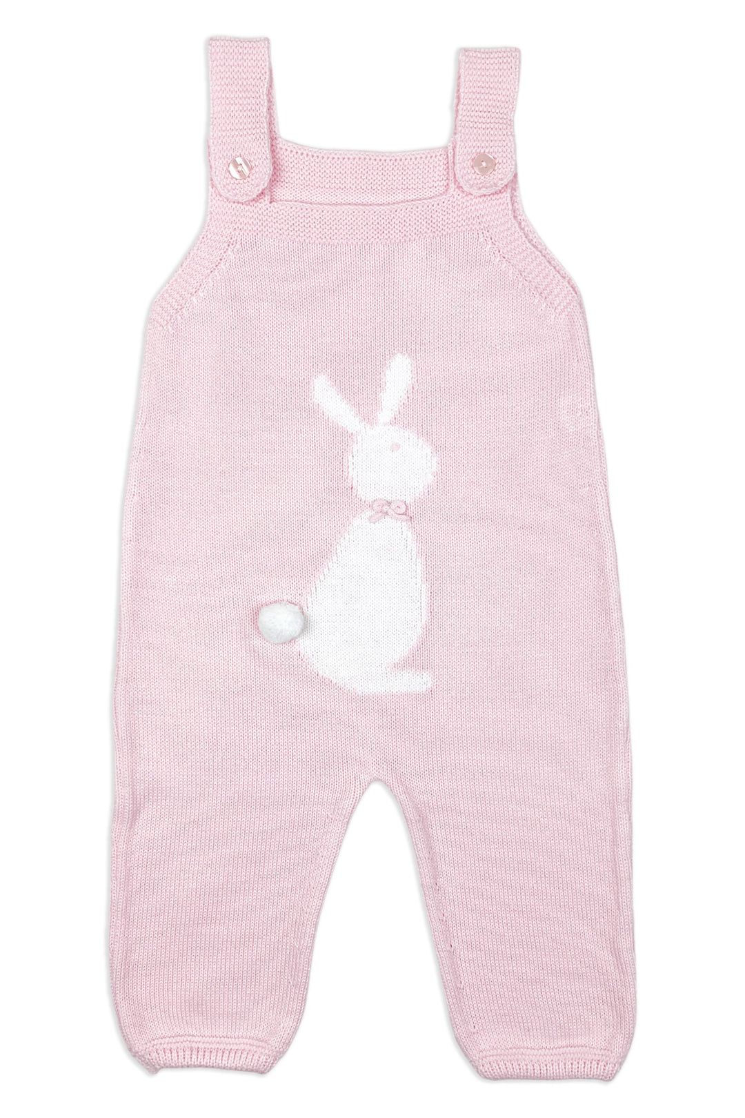 Granlei "Casey" Baby Pink Knitted Bunny Dungarees | Millie and John