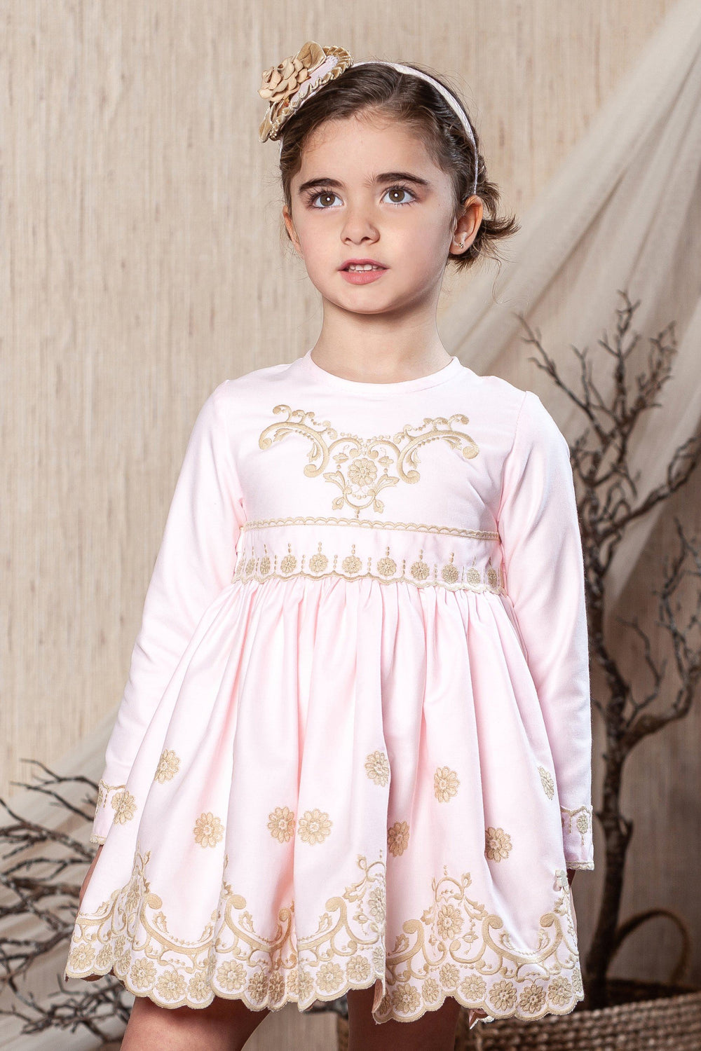 Abuela Tata "Catalina" Pink & Beige Lace Dress | Millie and John