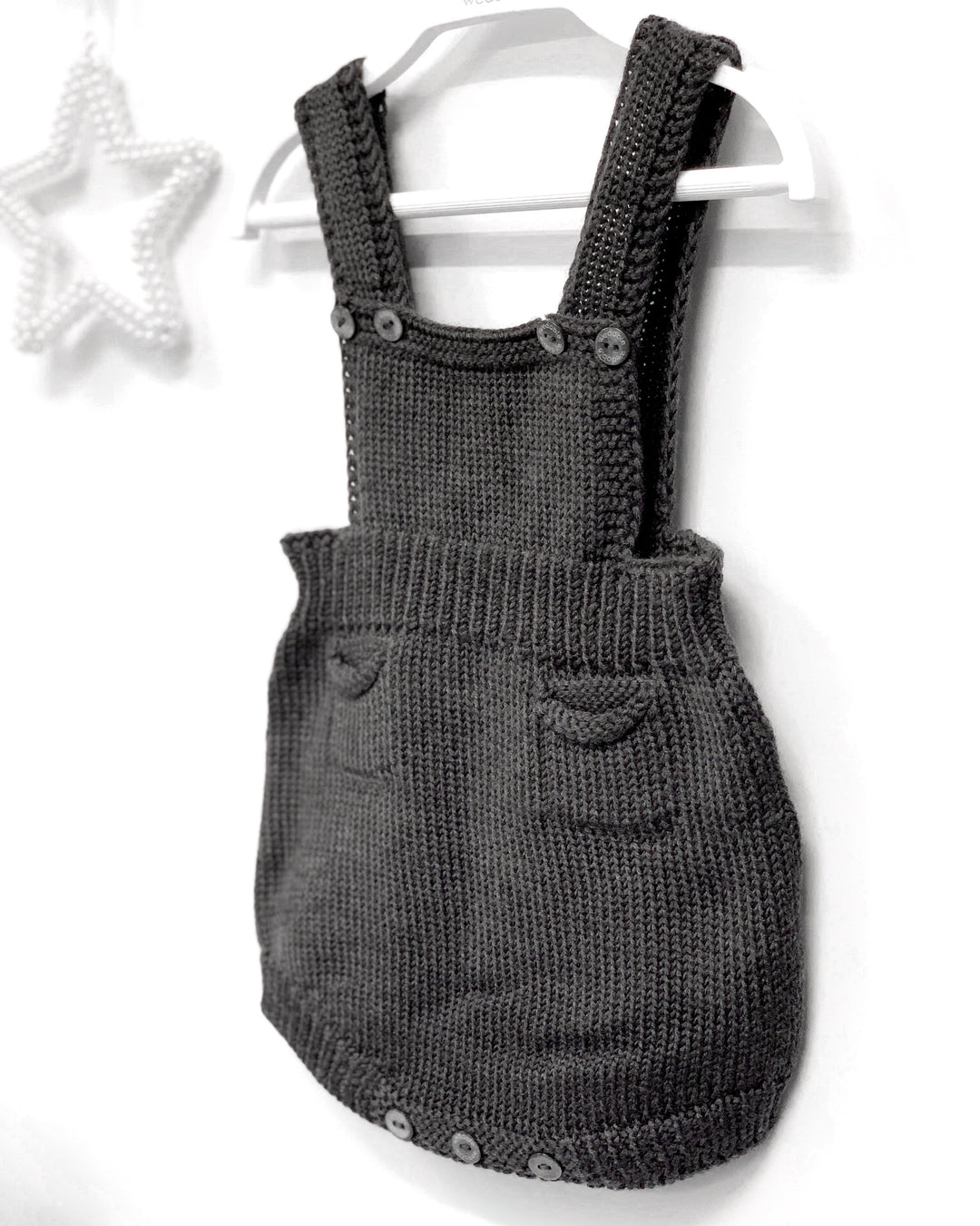 Wedoble Charcoal Wool Dungaree Romper | Millie and John