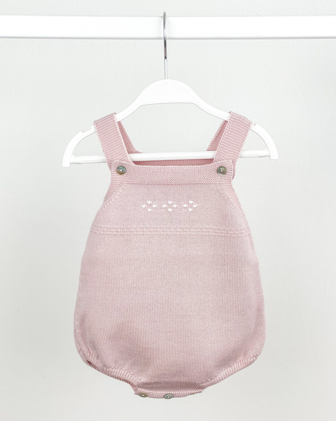 Granlei Classic Knitted Dungaree Romper - Pale Rose | Millie and John