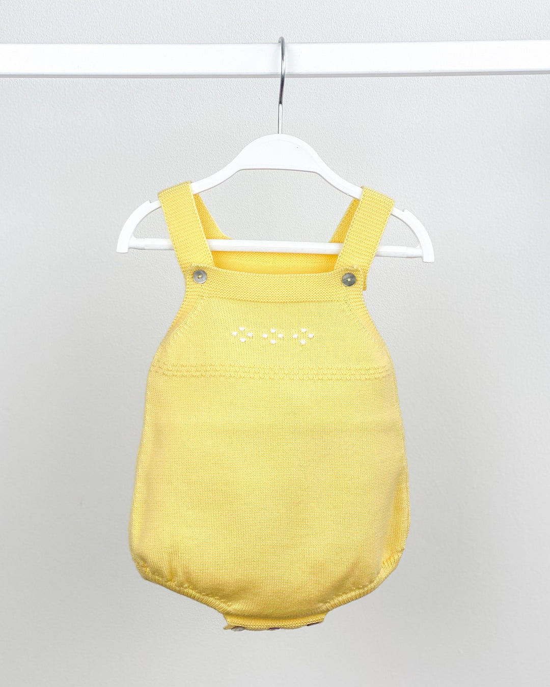 Granlei Classic Knitted Dungaree Romper - Pale Yellow | Millie and John