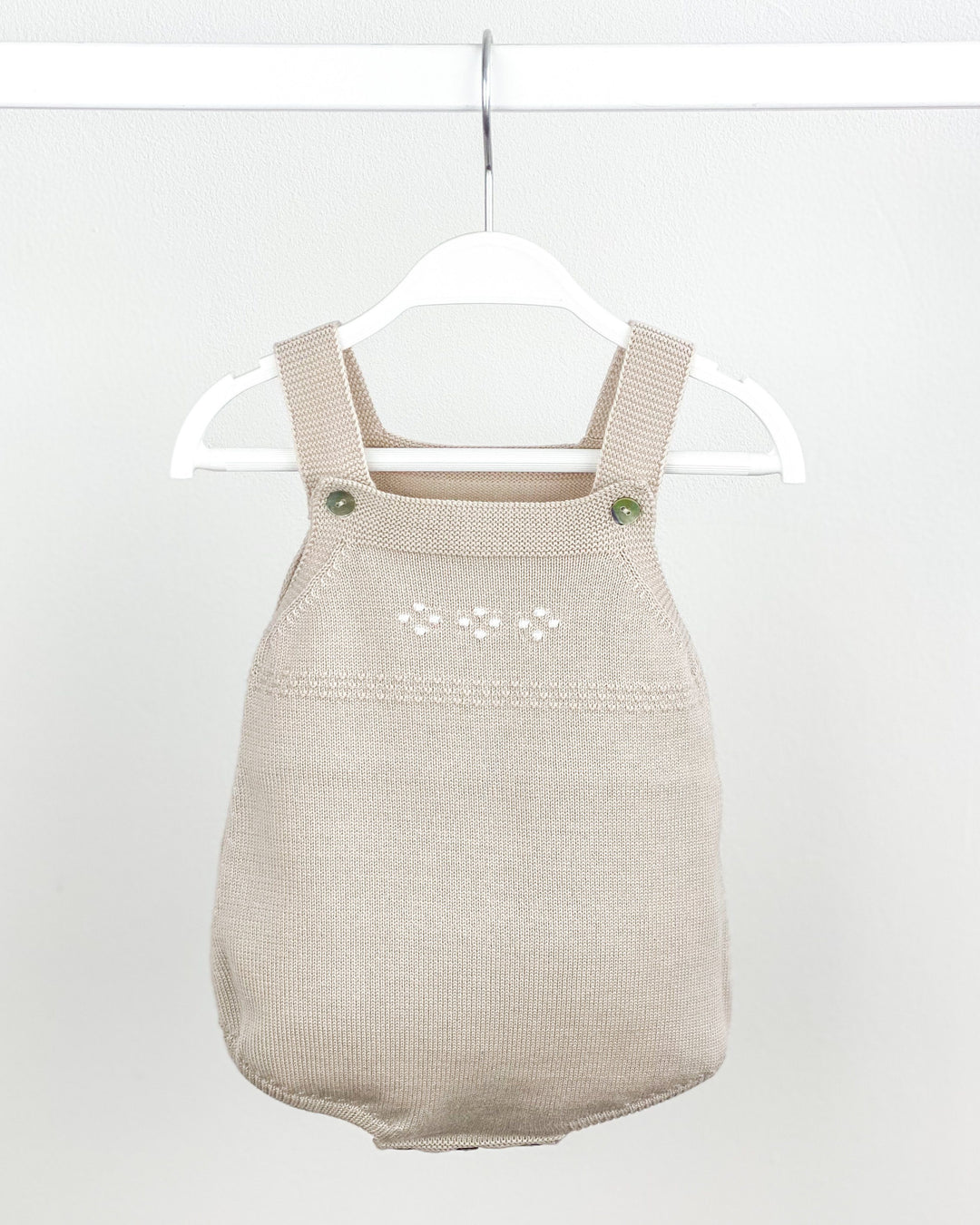 Granlei Classic Knitted Dungaree Romper - Stone | Millie and John