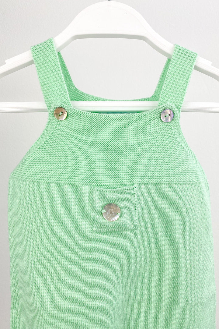 Granlei Classic Knitted Dungarees - Apple Green | Millie and John