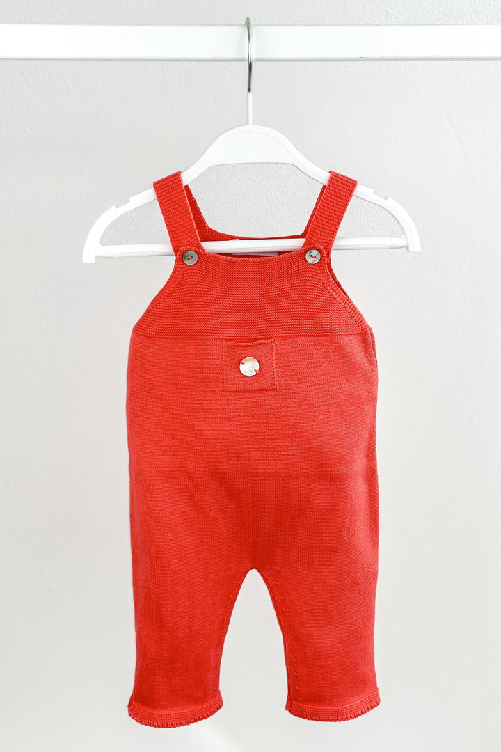 Granlei Classic Knitted Dungarees - Candy Apple Red | Millie and John