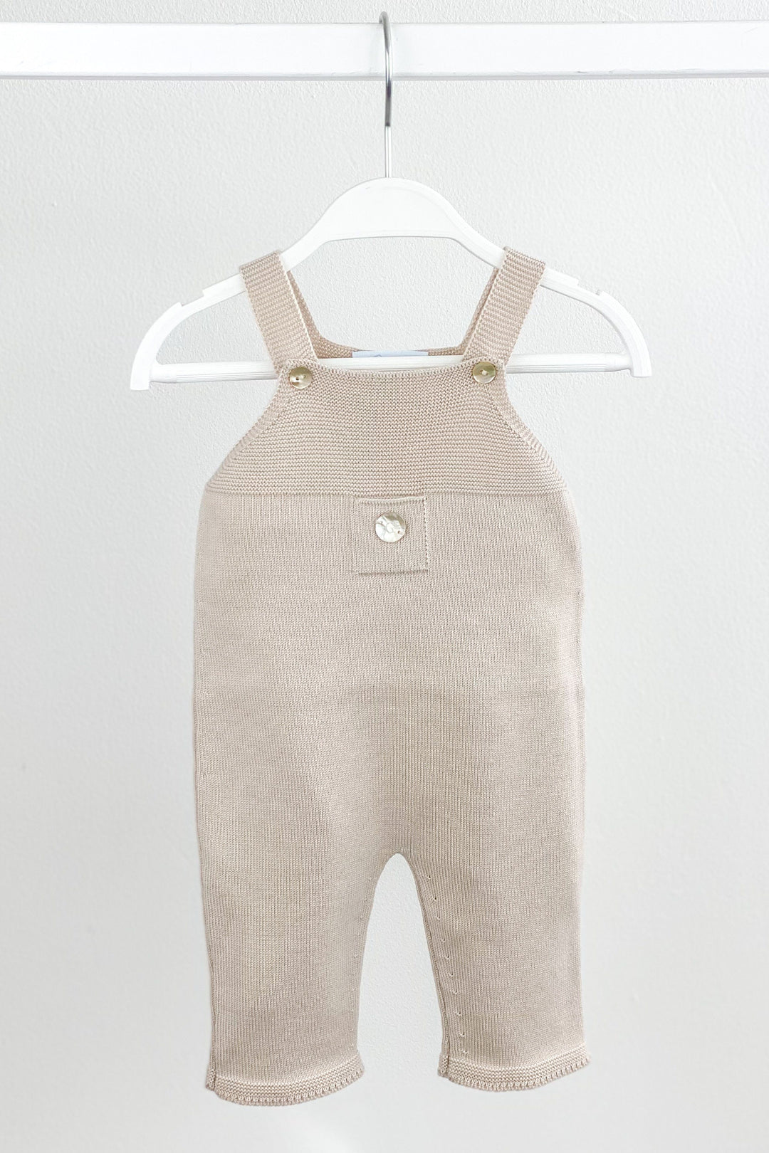 Granlei Classic Knitted Dungarees - Stone | Millie and John