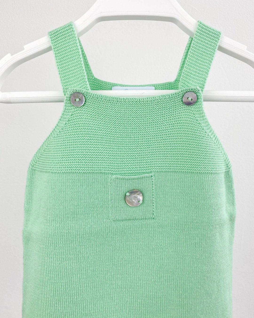 Granlei Classic Short Knitted Dungarees - Apple Green | Millie and John
