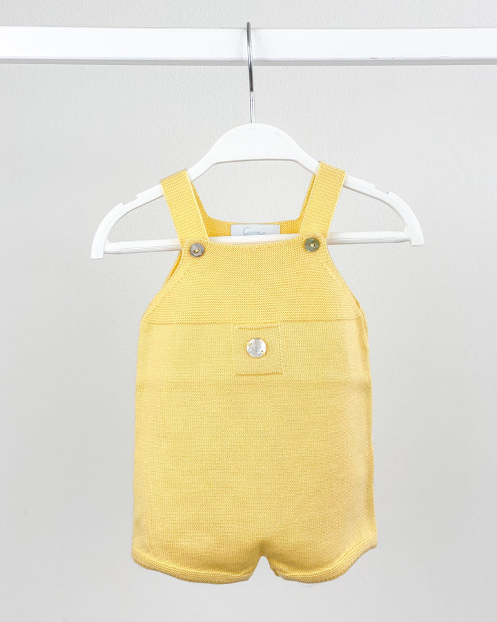 Granlei Classic Short Knitted Dungarees - Pale Yellow | Millie and John