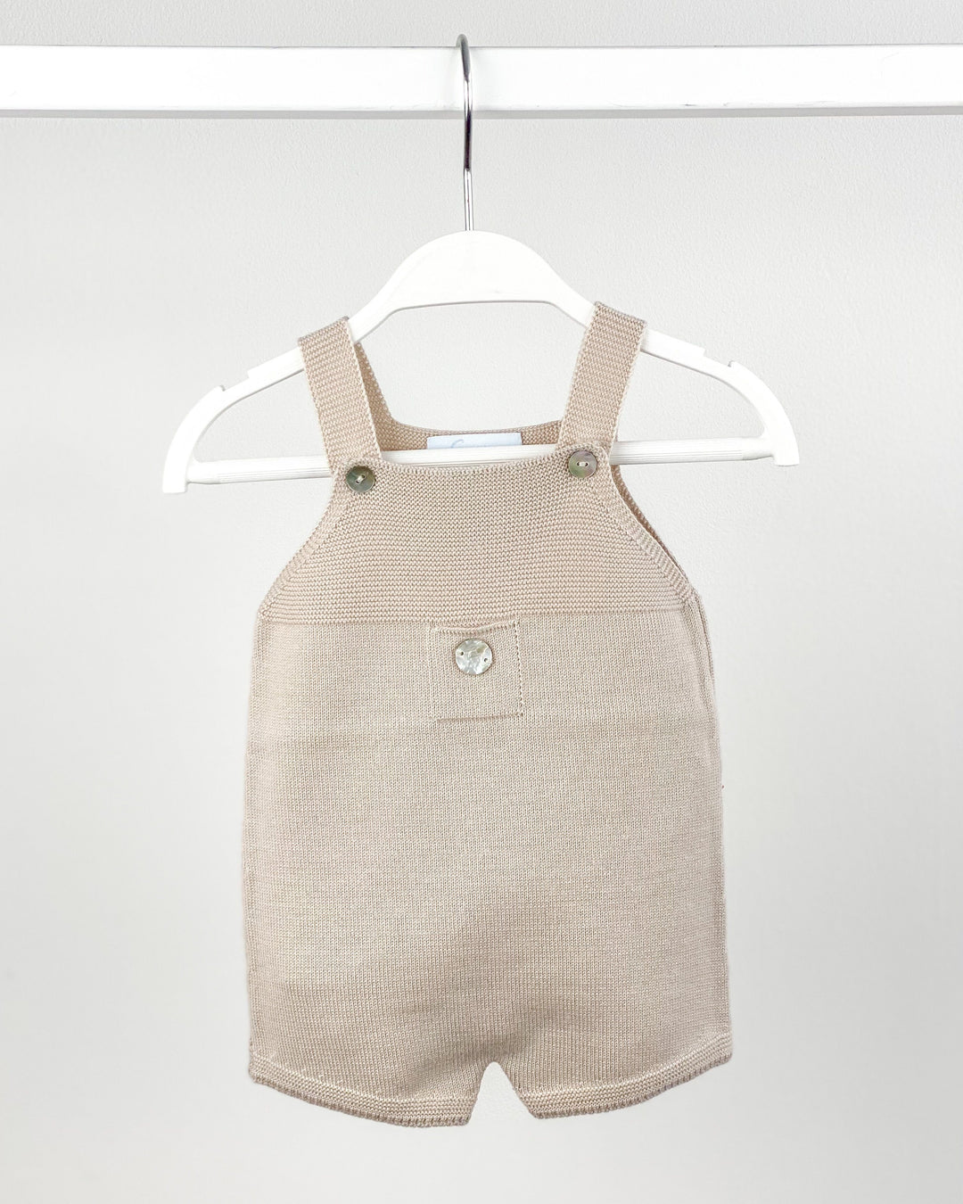 Granlei Classic Short Knitted Dungarees - Stone | Millie and John