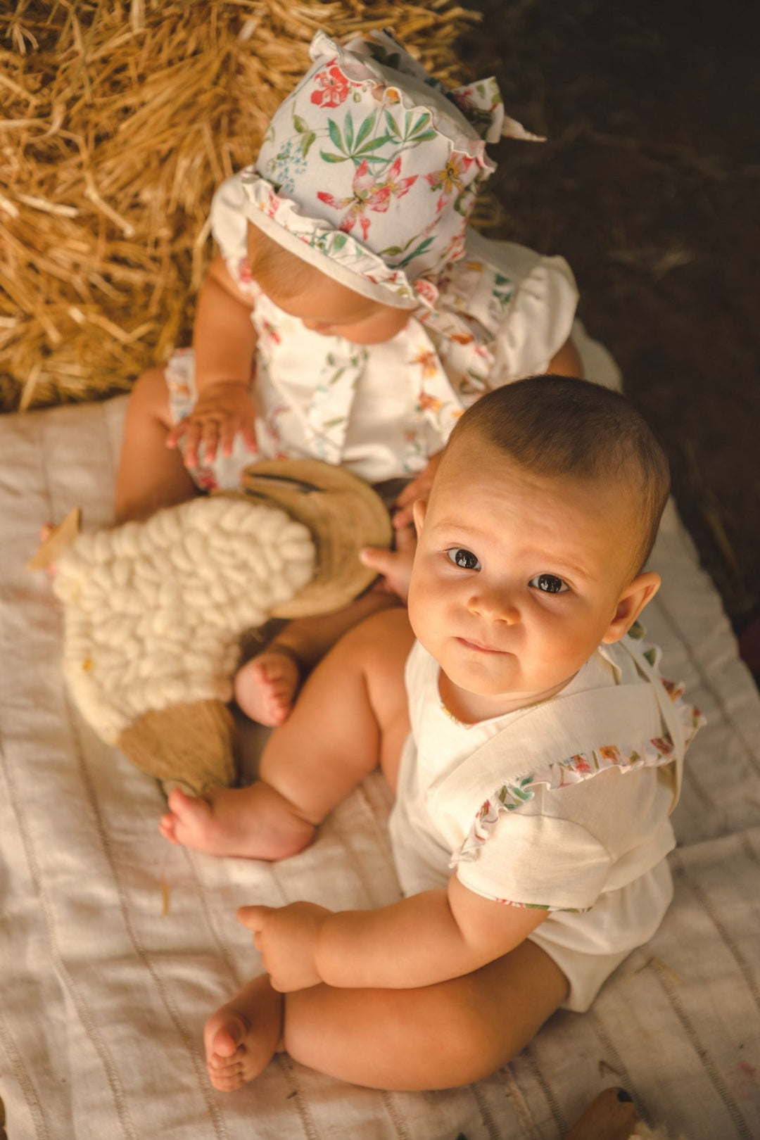 Cocote "Yuri" White Linen Floral Top & Jam Pants - Millie and John
