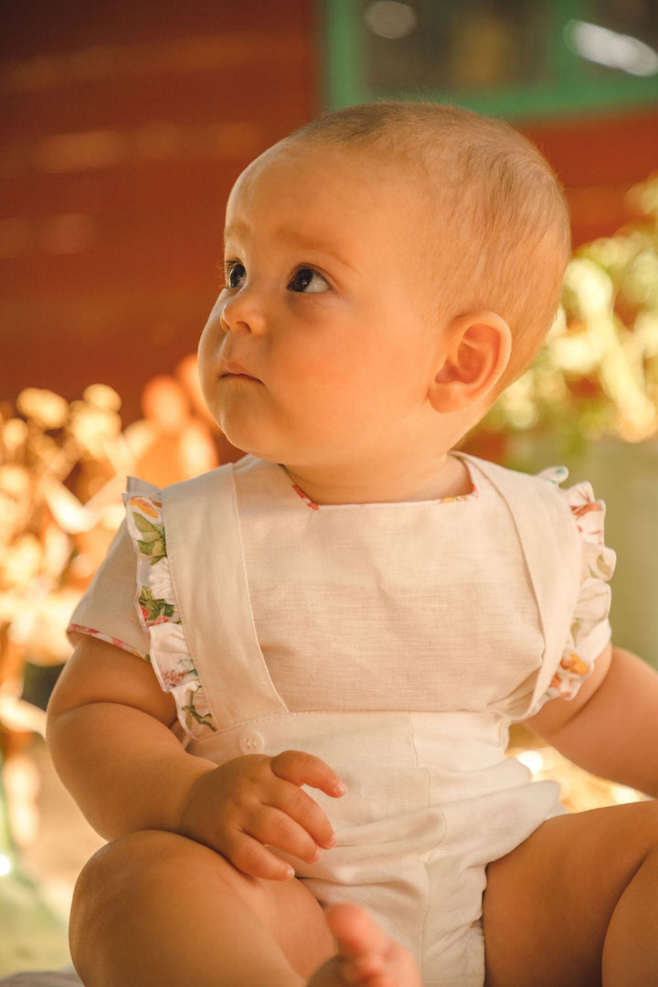 Cocote "Yuri" White Linen Floral Top & Jam Pants - Millie and John