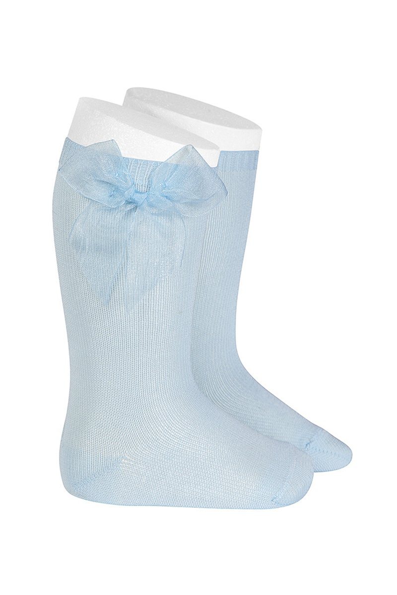 Condor Baby Blue Tulle Bow Knee High Socks - Millie and John