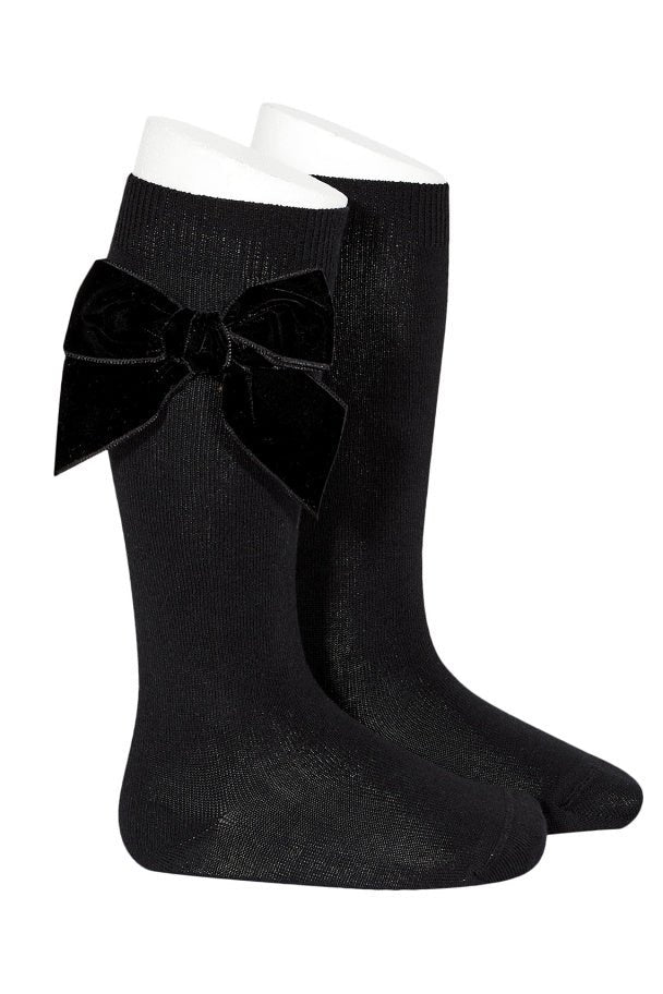 Condor Black Velvet Bow Socks - Millie and John