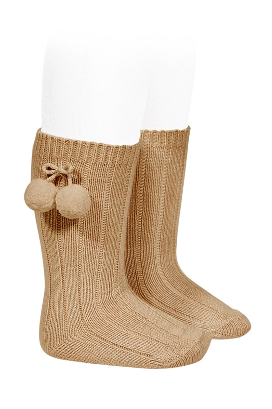 Condor Camel Knee High Pom Pom Socks - Millie and John