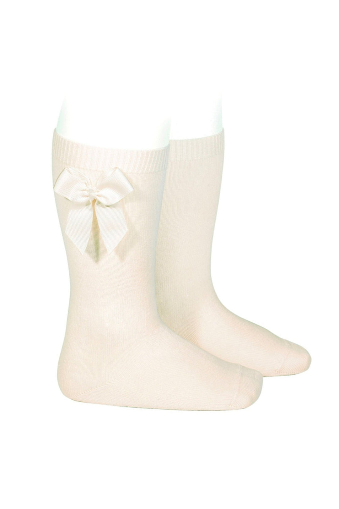 Condor Cream Grosgrain Bow Knee High Socks - Millie and John