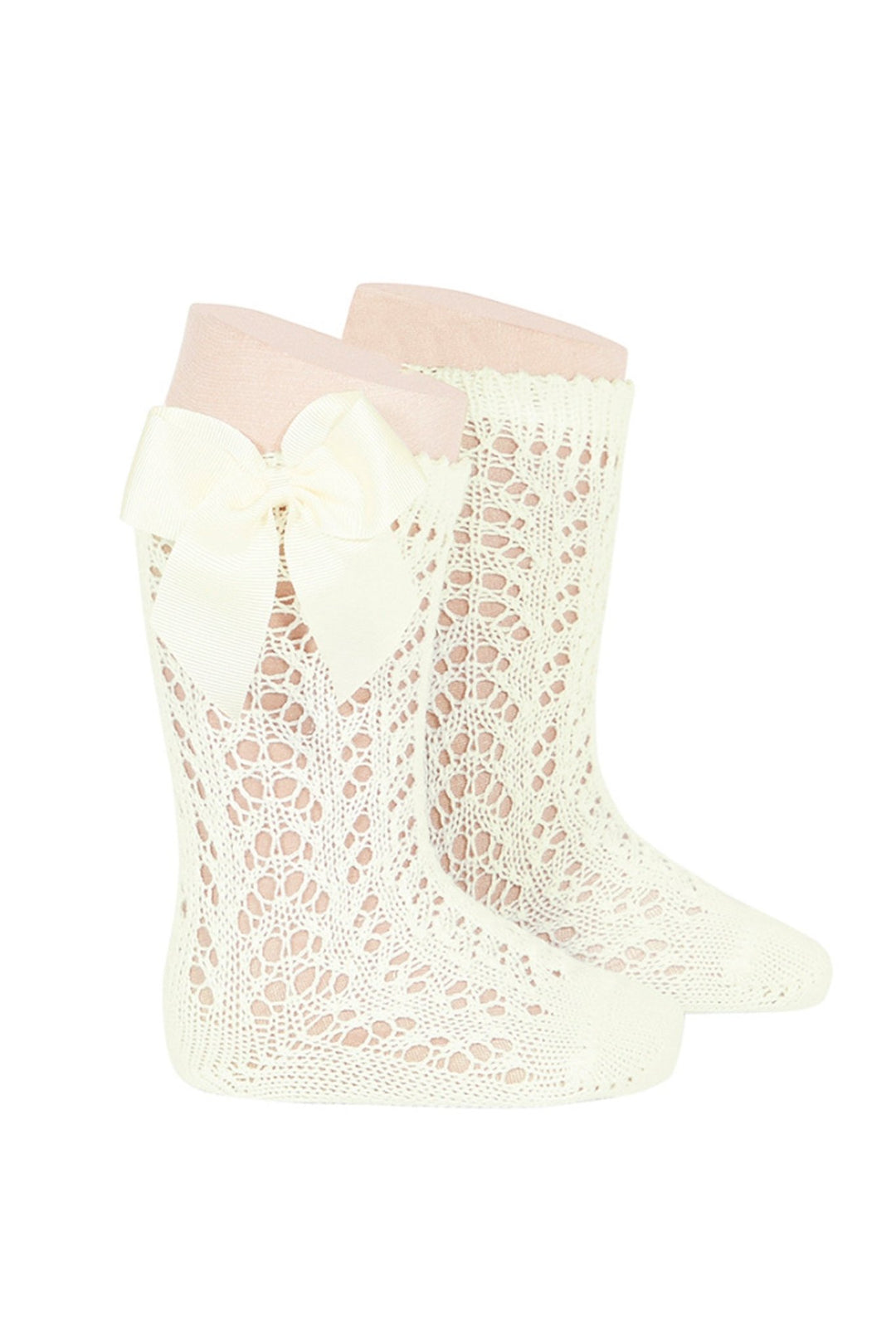 Condor Cream Lace Openwork Bow Socks - Millie and John