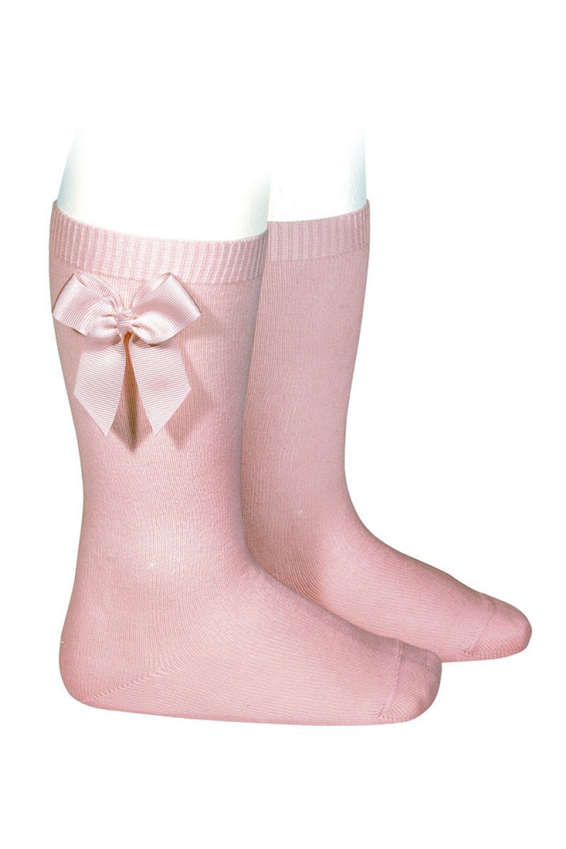 Condor Dusky Pink Grosgrain Bow Knee High Socks - Millie and John