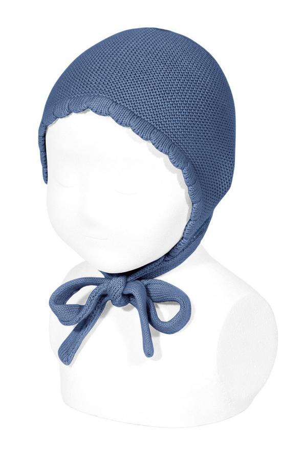 Condor French Blue Garter Stitch Bonnet - Millie and John