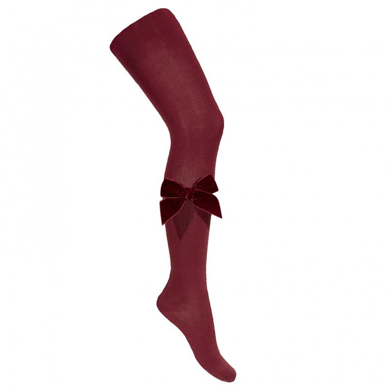 Condor Garnet Velvet Bow Tights - Millie and John