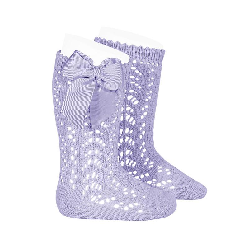 Condor Lavender Lace Openwork Bow Socks - Millie and John