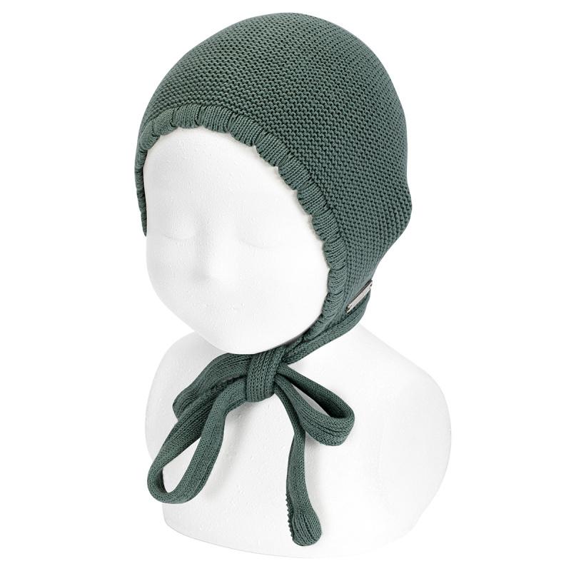 Condor Moss Green Garter Stitch Bonnet - Millie and John