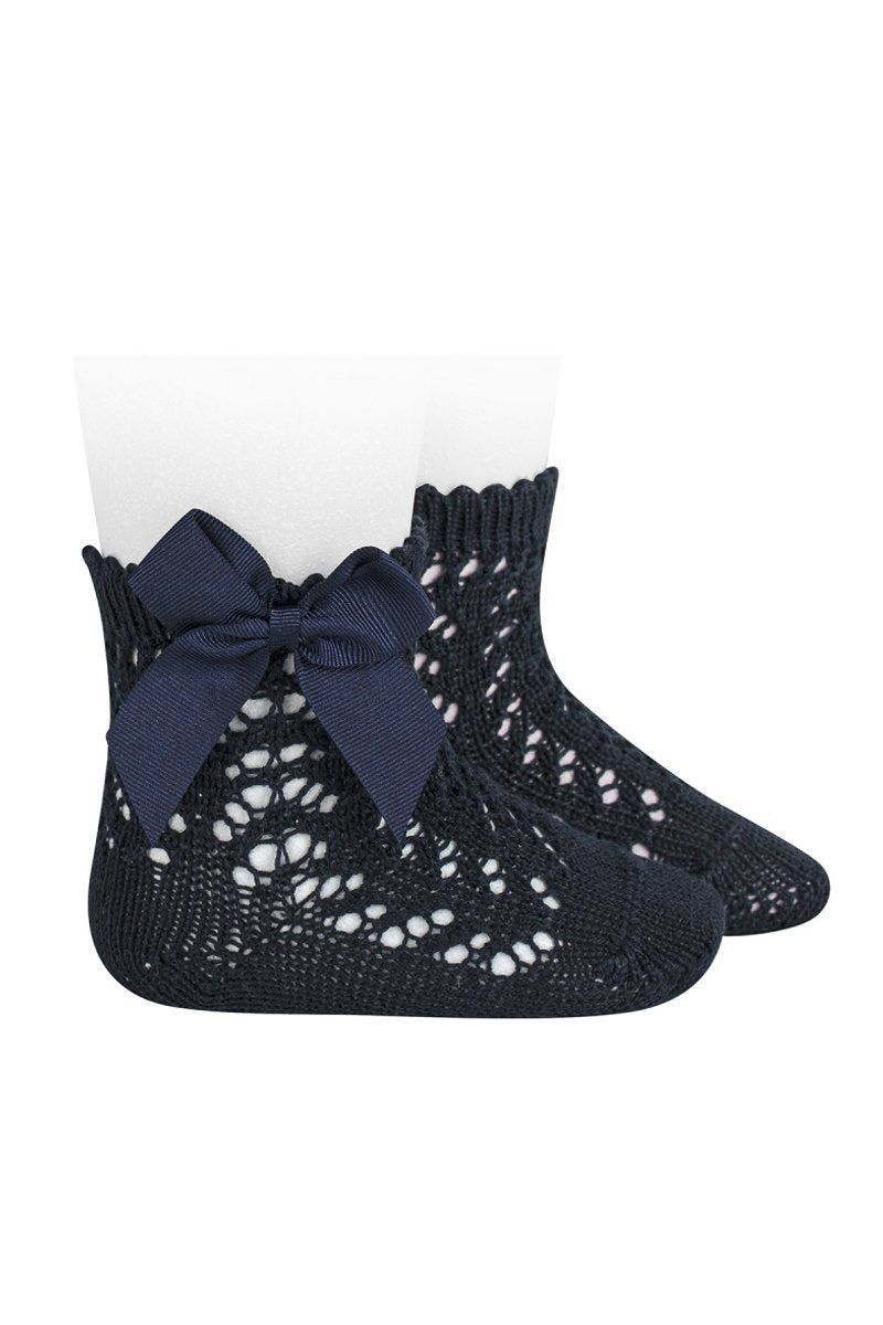 Condor Navy Ankle Openwork Bow Socks - Millie and John