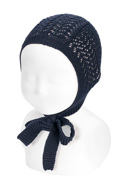 Condor Navy Lace Openwork Bonnet - Millie and John