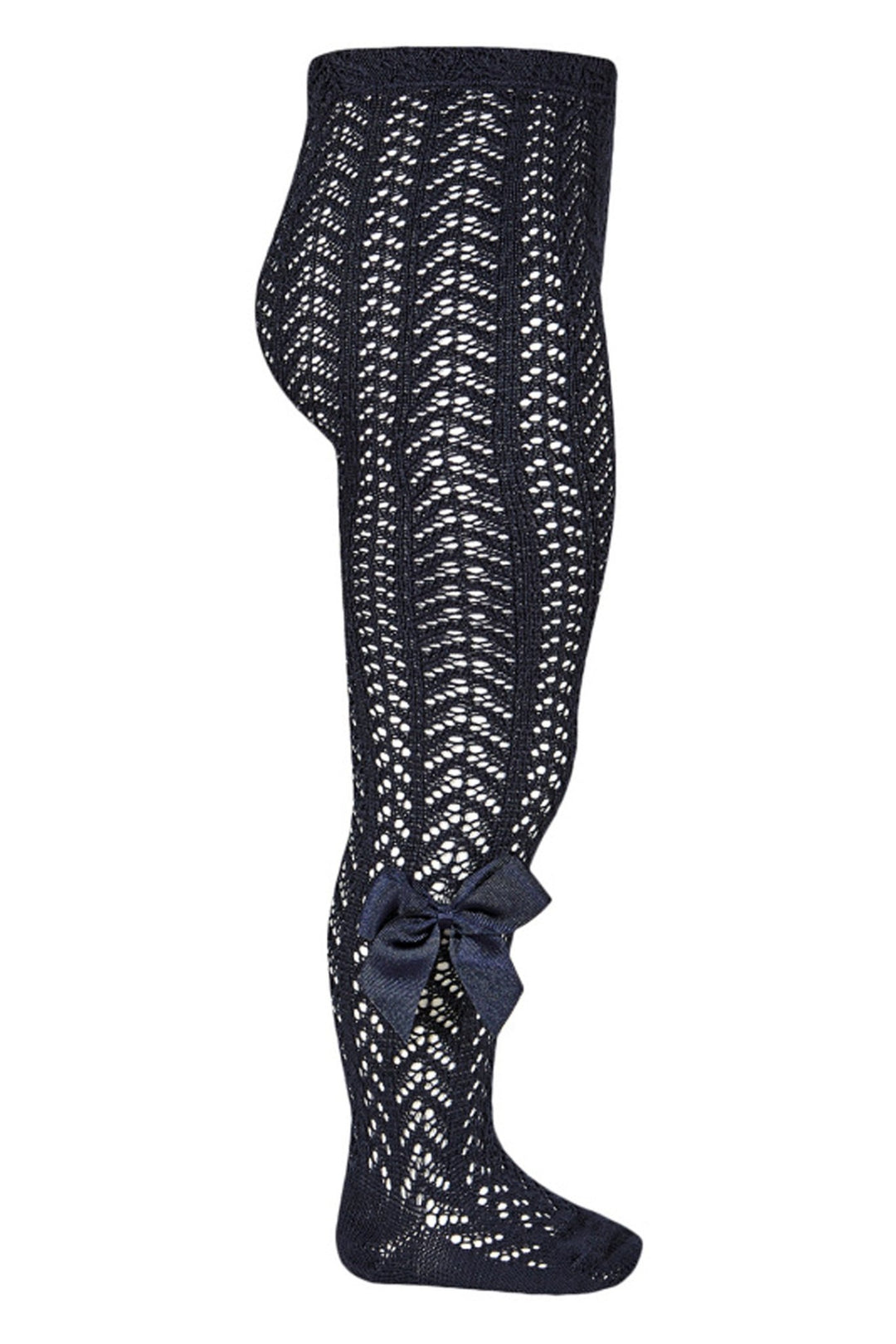 Condor Navy Lace Openwork Bow Tights - Millie and John
