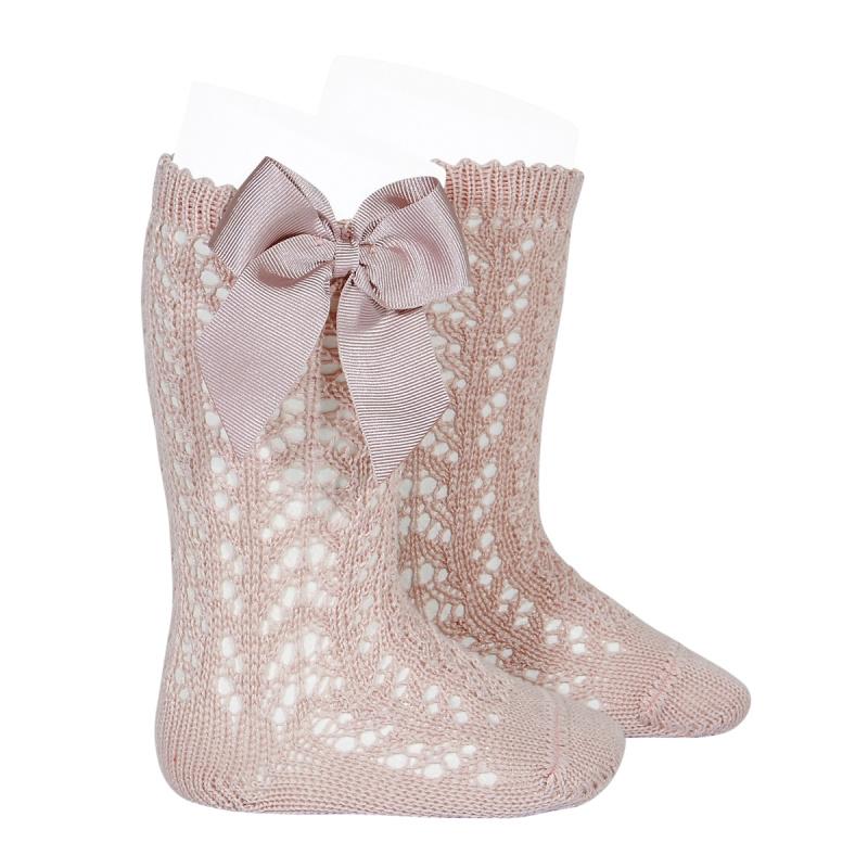 Condor Old Rose Lace Openwork Bow Socks - Millie and John