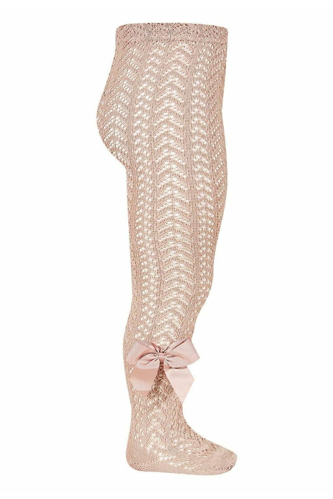 Condor Old Rose Lace Openwork Bow Tights - Millie and John