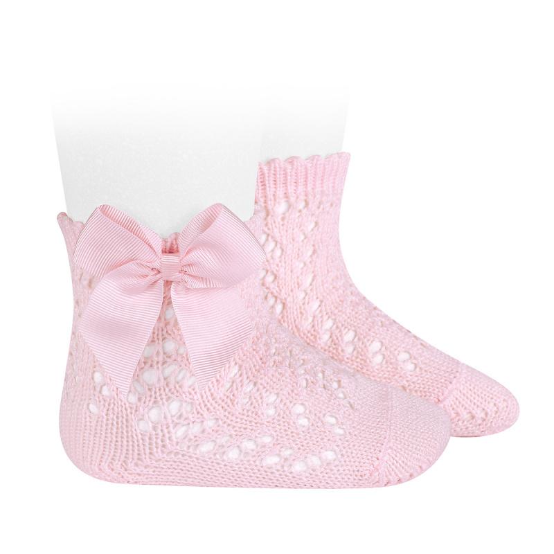 Condor Pink Ankle Openwork Bow Socks - Millie and John