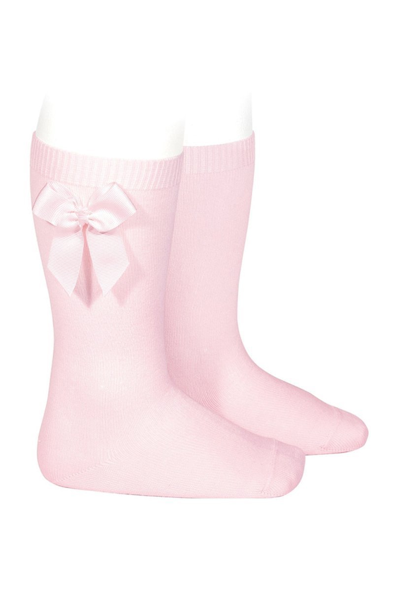 Condor Pink Grosgrain Bow Knee High Socks - Millie and John