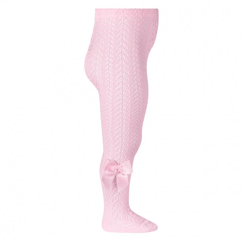 Condor Pink Lace Openwork Bow Tights - Millie and John