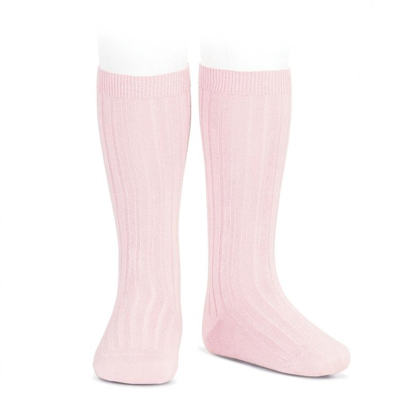 Condor Pink Wide Ribbed Knee High Socks - Millie and John