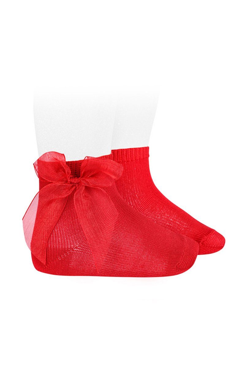 Condor Red Tulle Bow Ankle Socks - Millie and John
