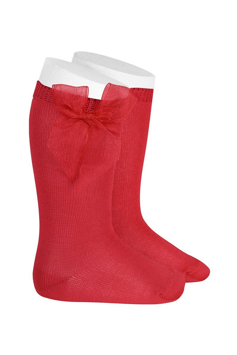 Condor Red Tulle Bow Knee High Socks - Millie and John