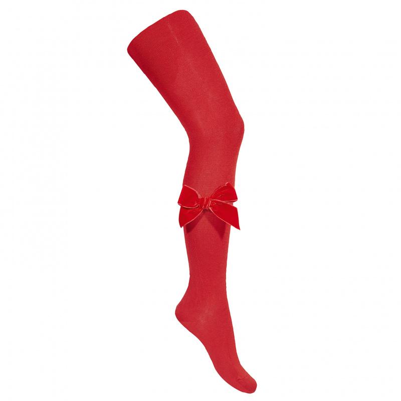 Condor Red Velvet Bow Tights - Millie and John