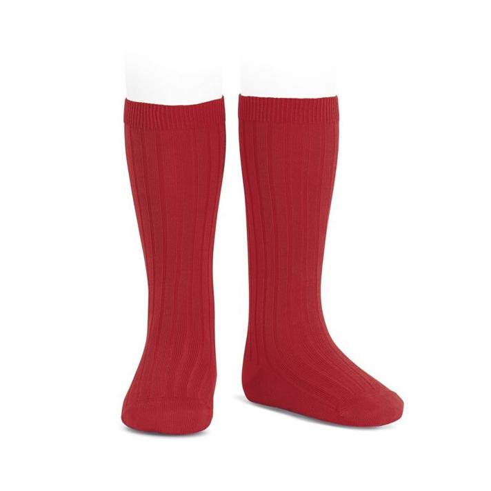 Condor Red Wide Ribbed Knee High Socks - Millie and John