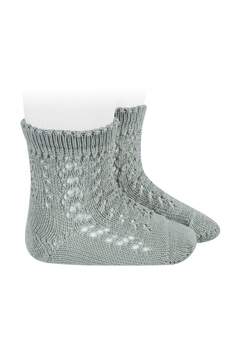 Condor Sage Green Ankle Openwork Socks - Millie and John